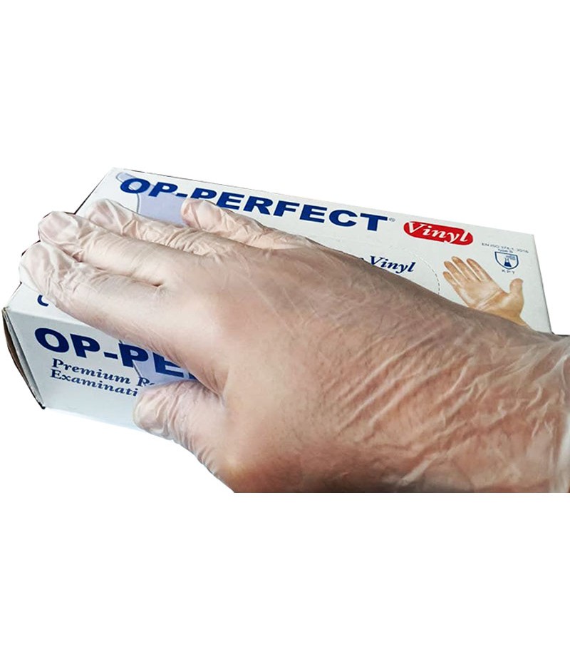 دستکش وینیل OP-PERFECT سایز لارج بسته ۱۰۰ عددی