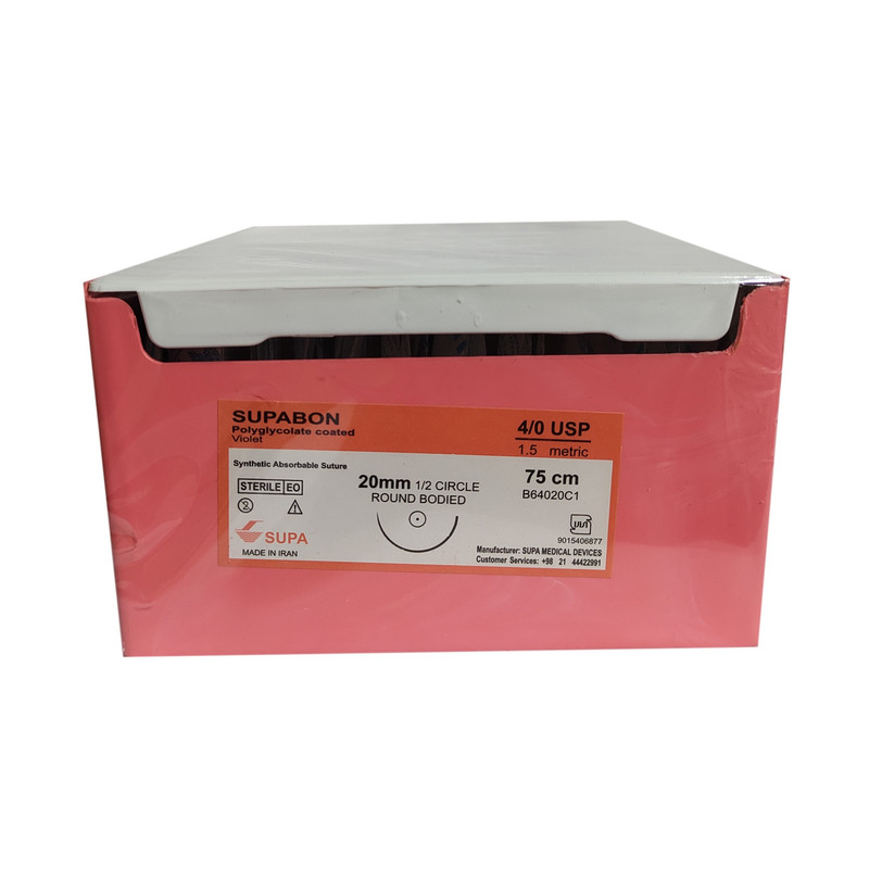 نخ بخیه ویکریل سوپا 4/0 راند سوزن 20 میلی متر
